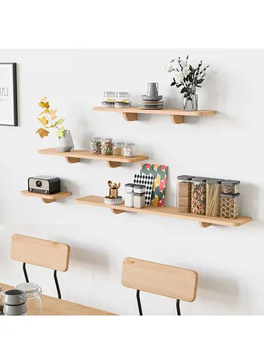 20x90cm Wood Storage Rack Wall Mounted Wood Display Shelf Holder For Kitchen Office Home Bathroom Decor