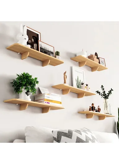 20x90cm Wood Storage Rack Wall Mounted Wood Display Shelf Holder For Kitchen Office Home Bathroom Decor