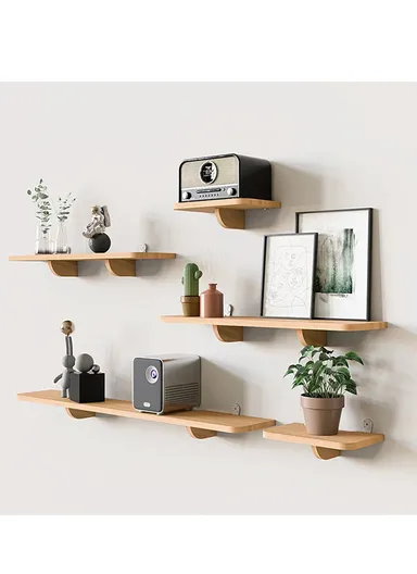 20x90cm Wood Storage Rack Wall Mounted Wood Display Shelf Holder For Kitchen Office Home Bathroom Decor