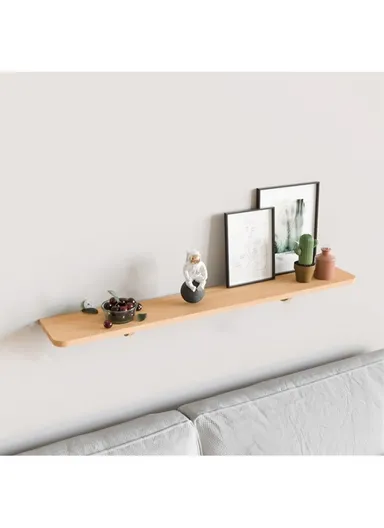 20x90cm Wood Storage Rack Wall Mounted Wood Display Shelf Holder For Kitchen Office Home Bathroom Decor