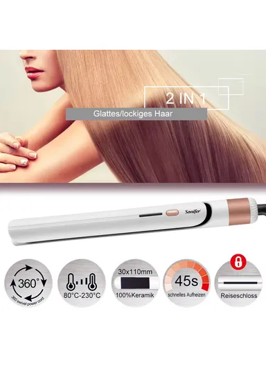 45W Hair Straightener With 230°С Maximum Heating Temperature SF-9577 - White