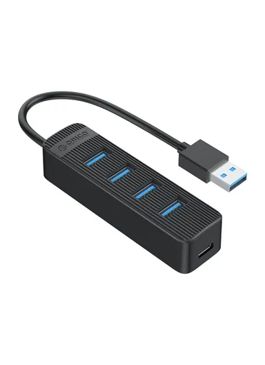 Portable 4-Port USB Hub USB 3.0 Splitter Adapter for PC Computer - Black TWU3-4A