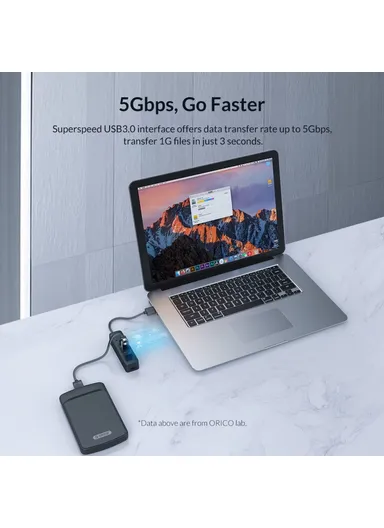 Portable 4-Port USB Hub USB 3.0 Splitter Adapter for PC Computer - Black TWU3-4A