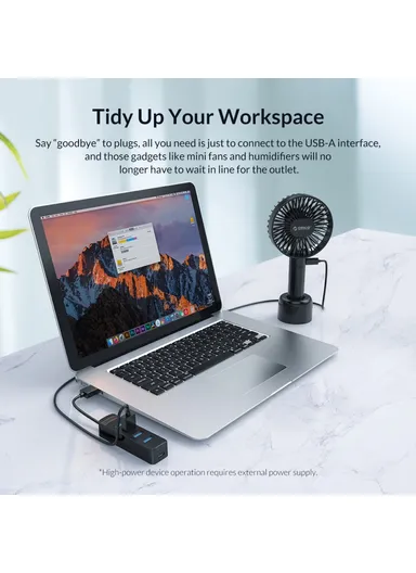 Portable 4-Port USB Hub USB 3.0 Splitter Adapter for PC Computer - Black TWU3-4A