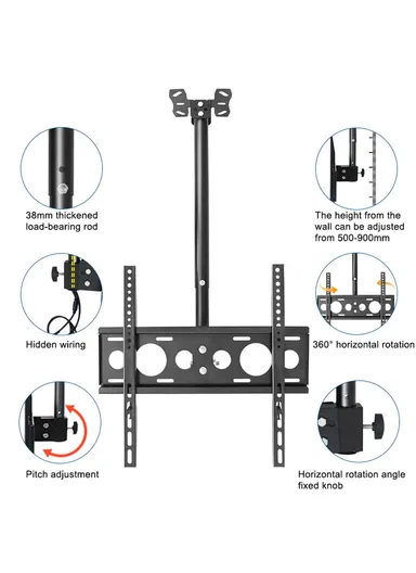 DJ02 1.9m TV Ceiling Mount 360-Degree Rotation Television Wall Holder Bracket Fits 32 to 55 Inch LED, LCD, OLED Screen