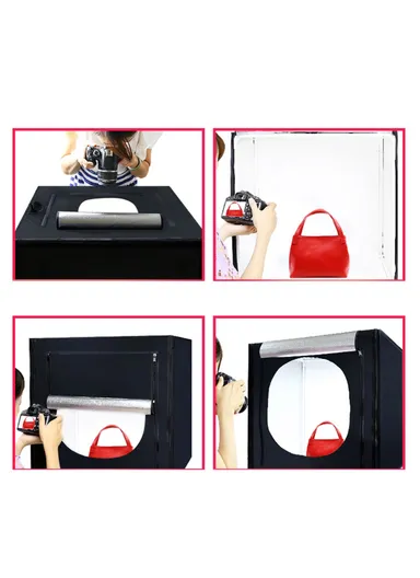 120cm Foldable Photography Photo Box Dimmable with 4Pcs LED Light Panel Lightbox for Camera Phone Photo Shooting (L122 x W100 x H122)cm - EU Plug