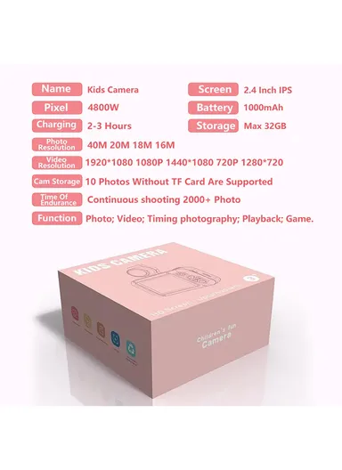 40MP 2.4 Inch IPS Screen Kids Selfie Digital Camera Birthday Gift Game Toy Children Camera X101 - Pink