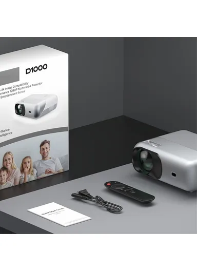 LCD 1080P HD Projector 2.4G / 5G WiFi Bluetooth Portable Movie Projector Home Theater 320ANSI, 2800 Lumens, 4K, Speaker, With Wireless Mirroring Screen D1000 - EU Plug