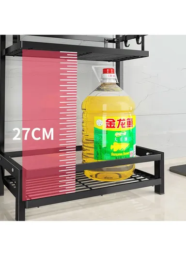 2-Tiers Kitchen Spice Rack Organizer Standing Seasoning Rack Jars Bottles Cans Shelf Knife Holder (L32.5 x W20 x H40)cm