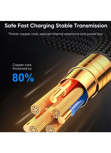 66W 1.2m Prism Series Digital Display Fast Charging Data Cable USB-A to Type-C S-AC066A16 - Black