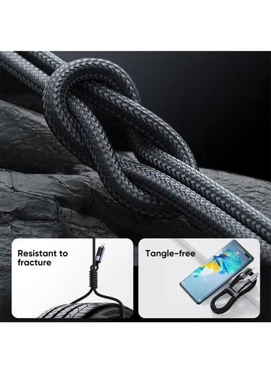 66W 1.2m Prism Series Digital Display Fast Charging Data Cable USB-A to Type-C S-AC066A16 - Black