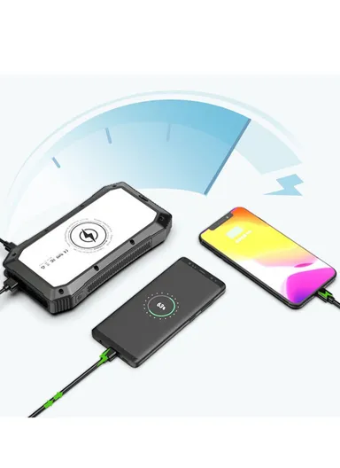 20000mAh 18W Portable Solar Power Bank with Wireless Charging Phone Charger External Battery Pack ES980S - Army Green