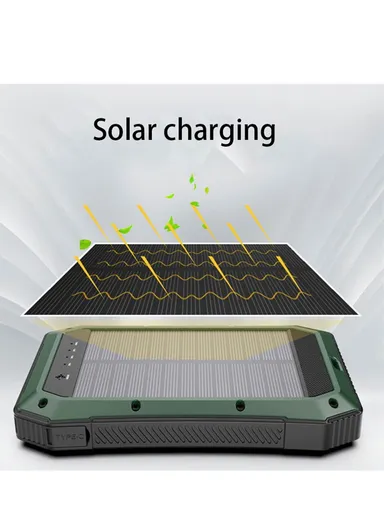 20000mAh 18W Portable Solar Power Bank with Wireless Charging Phone Charger External Battery Pack ES980S - Army Green
