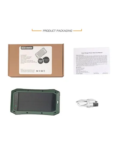 20000mAh 18W Portable Solar Power Bank with Wireless Charging Phone Charger External Battery Pack ES980S - Army Green
