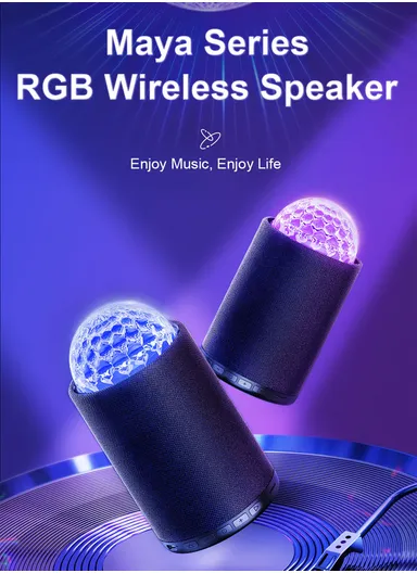 8W 2200mAh Maya Series RGB Wireless Speaker JR-MS01 -Black