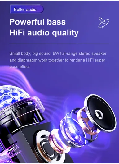 8W 2200mAh Maya Series RGB Wireless Speaker JR-MS01 -Black