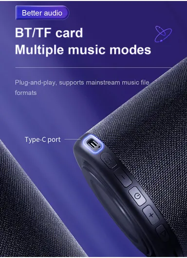 8W 2200mAh Maya Series RGB Wireless Speaker JR-MS01 -Black