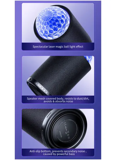 8W 2200mAh Maya Series RGB Wireless Speaker JR-MS01 -Black
