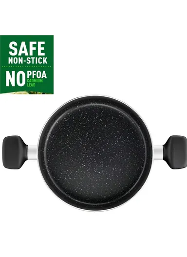 11 Pcs Dark Stone 22/24cm Stewpots, Lids, 18 cm Saucepan, 28 cm Frypan, 28 cm Wokpan, Spoon&amp; Ladle B491SB85