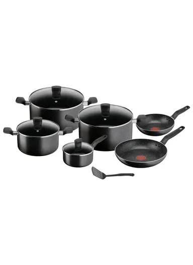 11 Pcs Dark Stone Set 22/24/28 cm Stewpots, 16 cm Saucepan, 20/28 cm Frypans &amp; Slotted Spatula B491BS85