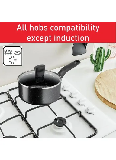 11 Pcs Dark Stone Set 22/24/28 cm Stewpots, 16 cm Saucepan, 20/28 cm Frypans &amp; Slotted Spatula B491BS85