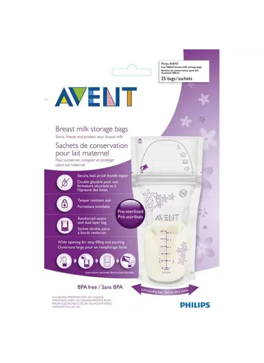 180ml Breast Milk Storage Bags, SCF603/25 (L25 x W3.5 x H11)cm