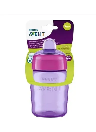 12M+ 260ML Easy Sip Cup With Silicone Teat SCF553/03 Red &amp; Purple