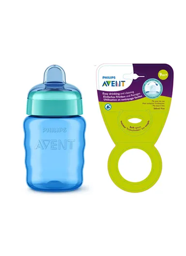 12M+ 260ML Easy Sip Cup With Silicone Teat SCF553/05 Green &amp; Blue