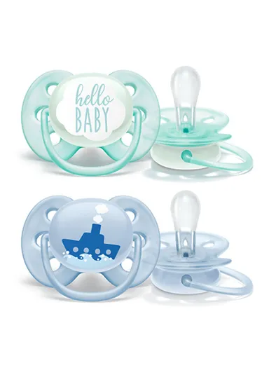 0-6m 2 Silicone Ultra Soft Deco Soother SCF222/01 For Boy