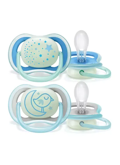 6-18m 2 Silicone Ultra Air Night Soothers SCF376/21 For Boy