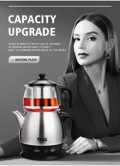 2200W 1.8L+1.2L Tea Maker Electric Kettle With Mesh Infuser Filter KK1145 (D16x H30)cm - Silver