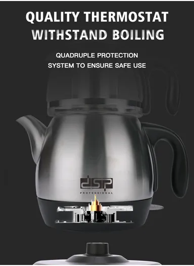 2200W 1.8L+1.2L Tea Maker Electric Kettle With Mesh Infuser Filter KK1145 (D16x H30)cm - Silver