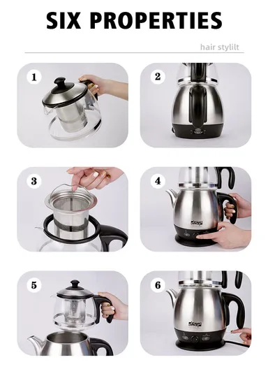 2200W 1.8L+1.2L Tea Maker Electric Kettle With Mesh Infuser Filter KK1145 (D16x H30)cm - Silver