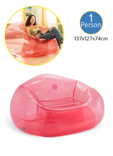 1.37mx1.27mx74cm Transparent Pink Beanless Bag Chair 100KG Maximum Weight Capacity 66501NP 