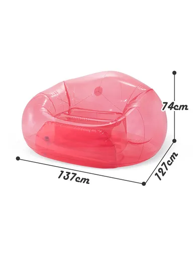 1.37mx1.27mx74cm Transparent Pink Beanless Bag Chair 100KG Maximum Weight Capacity 66501NP 