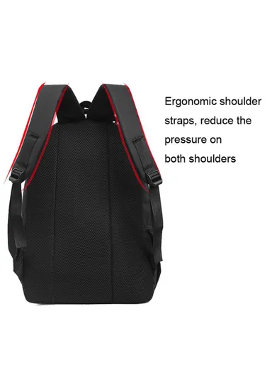 Large Capacity Travel Nylon Backpack Schoolbag Laptop Storage Dual Shoulders Bag (L19 x W32 x H46)cm - Black