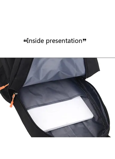 Large Capacity Travel Nylon Backpack Schoolbag Laptop Storage Dual Shoulders Bag (L19 x W32 x H46)cm - Black