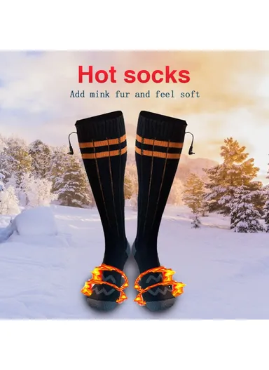 1 Pair Winter Boot Heated Socks Warm Socks Electric Heating Socks for Fishing Camping Hiking