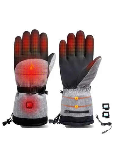 1 Pair Touch Screen Electric Thermal Gloves Winter Waterproof Heating Hand Warmer for Snowboard Cycling Ski with Battery