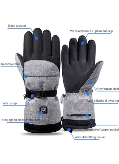 1 Pair Touch Screen Electric Thermal Gloves Winter Waterproof Heating Hand Warmer for Snowboard Cycling Ski with Battery