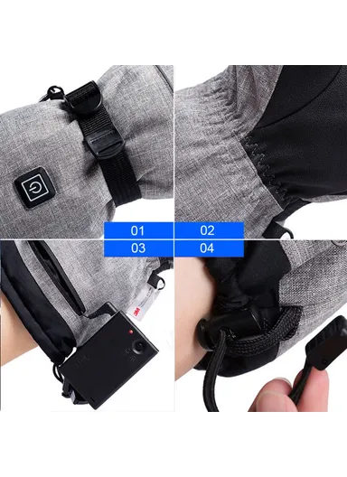 1 Pair Touch Screen Electric Thermal Gloves Winter Waterproof Heating Hand Warmer for Snowboard Cycling Ski with Battery