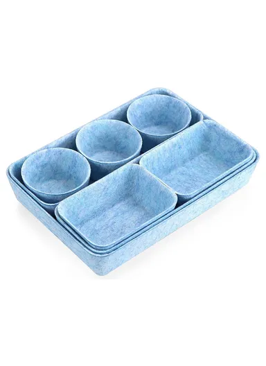 8 Pcs Drawer Organizers Separators Storage Box For Home Bedroom Living Room Office - Blue