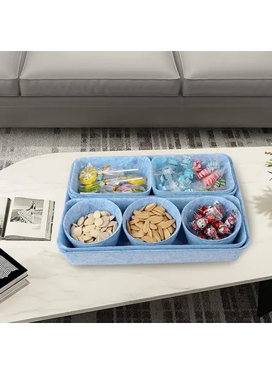 8 Pcs Drawer Organizers Separators Storage Box For Home Bedroom Living Room Office - Blue