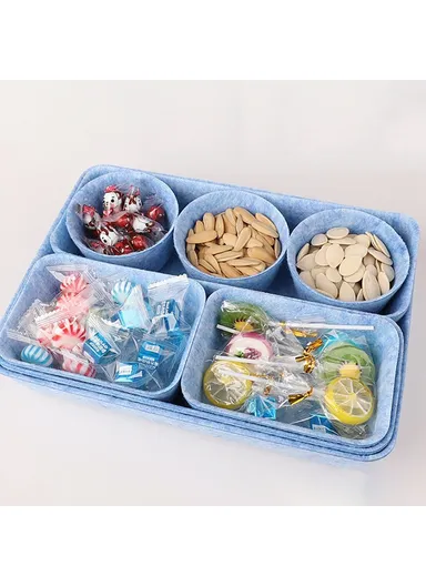 8 Pcs Drawer Organizers Separators Storage Box For Home Bedroom Living Room Office - Blue