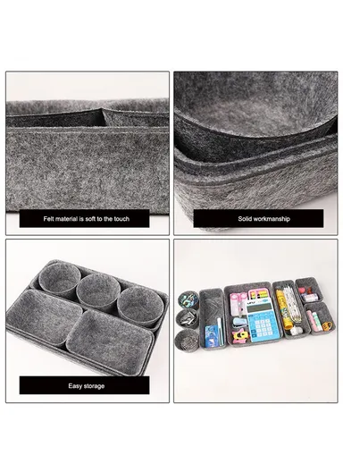 8 Pcs Drawer Organizers Separators Storage Box For Home Bedroom Living Room Office - Blue