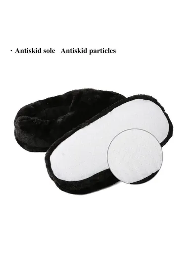 36-46 USB Electric Heated Slippers Winter Thicken Feet Warmer Plush Shoes - Black