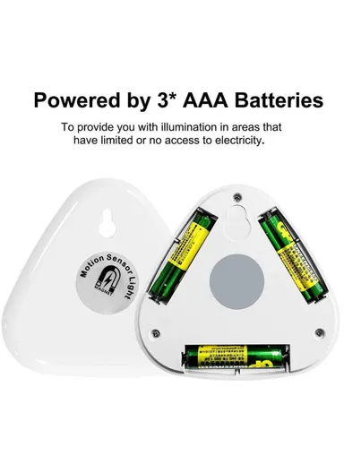 3-Pcs Triangle Motion Sensor LED Night Light Stylish and Smart Bedside Illumination (L9.2 x W9.2 x H2.3)cm - White Light