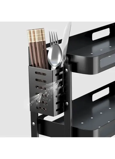 3-Tiers Kitchen Spice Rack Organizer Standing Seasoning Rack Jars Bottles Cans Shelf Knife Holder (L32 x W20 x H60)cm