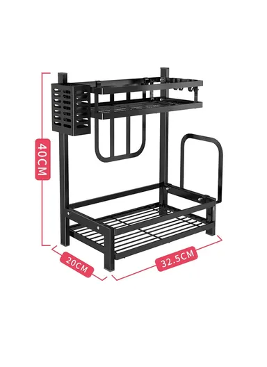 3-Tiers Kitchen Spice Rack Organizer Standing Seasoning Rack Jars Bottles Cans Shelf Knife Holder (L32 x W20 x H60)cm