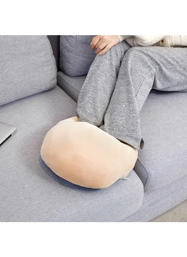 Electric Heated Foot Warmer USB Plush Cushion Foot Heater Heating Pad - Camel